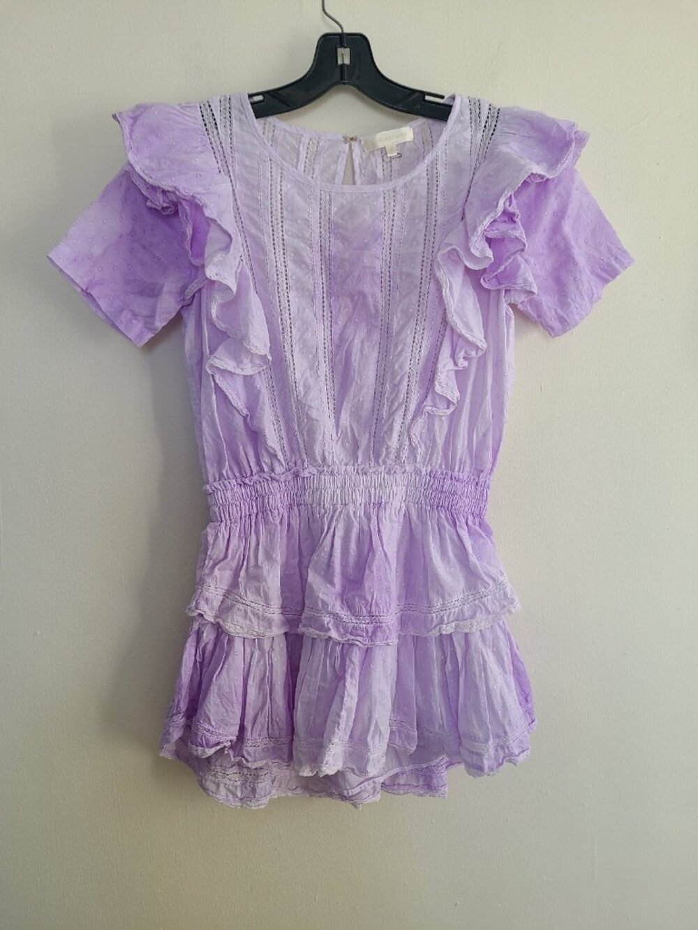 LoveShackFancy Natasha Mini Purple Ruffle Cotton Dress S